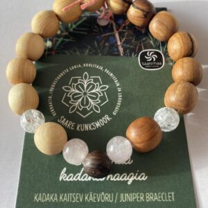 Kadaka/pihlaka käevõru: roosa kvarts, mäekristall, must tamm