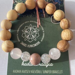 Pihlaka/kadaka käevõru: rodokrosiit, roosa kvarts, mäekristall