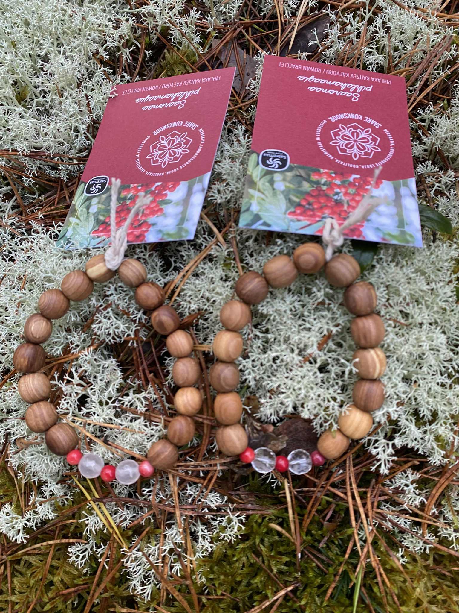 Pihlaka käevõru korall ja roosa kvarts